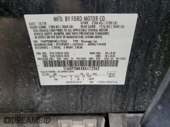 2019 Ford Police Interceptor z VIN 1FAHP2MKXKG112262, wystawiony jako Copart lot #53120685 z przebiegiem 89 618 mil mil oraz Szkoda całkowita • Salvage title. Historia ofert i sprzedaży dostępna na DreamBid. Obrazek 12.