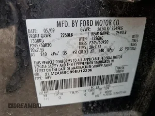 2009 Lincoln MKX z VIN 2LMDU88C89BJ12236, wystawiony jako Copart lot #53027675 z przebiegiem Nie podano mil oraz Szkoda całkowita • Salvage title. Historia ofert i sprzedaży dostępna na DreamBid. Obrazek 13.