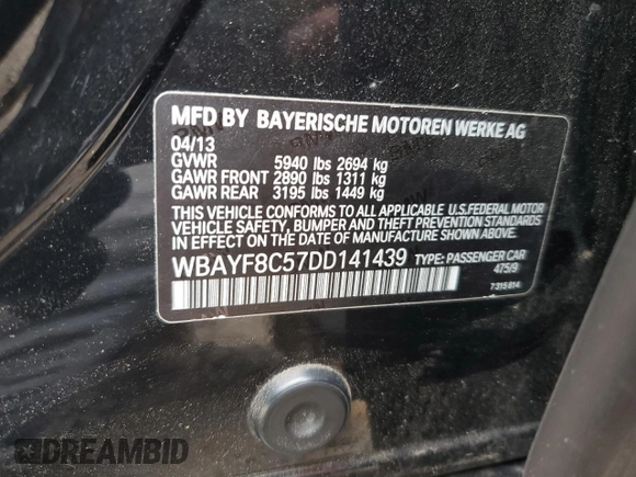 2013 BMW 7 Series 750Li xDrive с VIN WBAYF8C57DD141439, выставлен на аукционе Copart как лот 59115935 с пробегом 150 830 миль миль и Чистый • Clean title. История ставок и продаж доступна на DreamBid. Изображение 12.