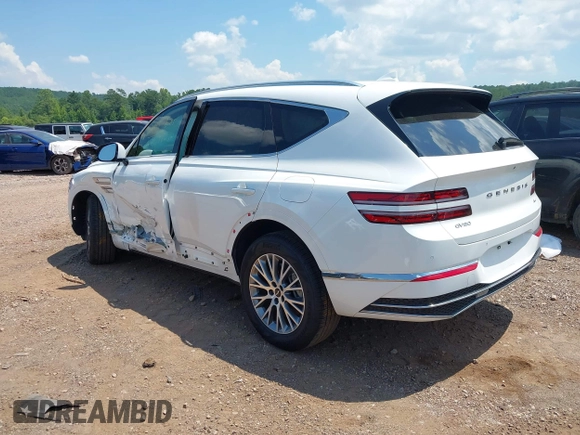 2025 Genesis GV80 Standard with VIN KMUHFESB8SU267537, listed as a IAAI auction lot 42665736 with 9,404 mi miles and . Bid and sale history available at DreamBid. Image 3.