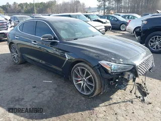 2021 Genesis G70 3.3T with VIN KMTG74LE8MU071424, listed as a IAAI auction lot 41646686 with 23,487 mi miles. Bid and sale history available at carsss.com. Image 1.