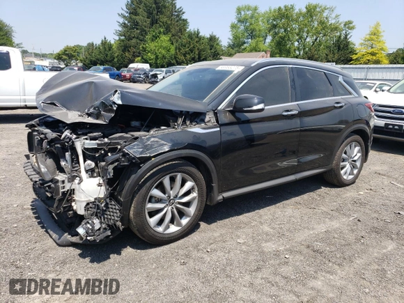 2021 Infiniti QX50 Luxe with VIN 3PCAJ5BB7MF108944, listed as a Copart auction lot 58955275 with 100,215 mi miles and Salvage title. Bid and sale history available at DreamBid. Image 1.