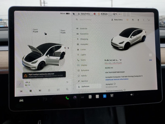2022 Tesla Model Y Performance with VIN 7SAYGDEF1NF410241, listed as a Copart auction lot 55359505 with 42,652 mi miles and Salvage Title. Bid and sale history available at DreamBid. Image 9.