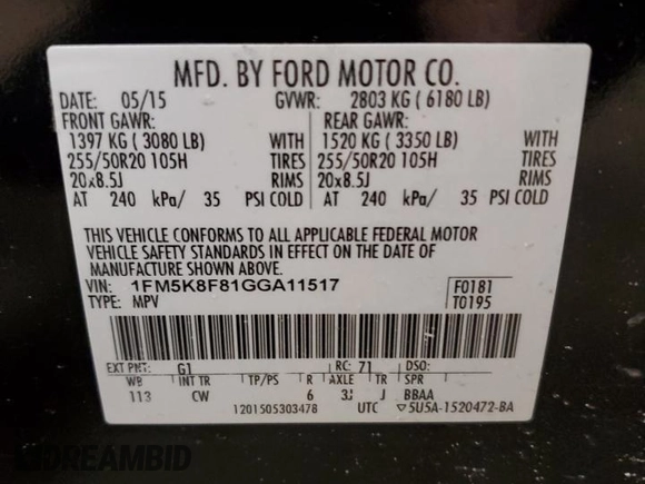 2016 Ford Explorer Limited with VIN 1FM5K8F81GGA11517, listed as a Copart auction lot 50257305 with 93,255 mi miles and Salvage Title. Bid and sale history available at carsss.com. Image 14.