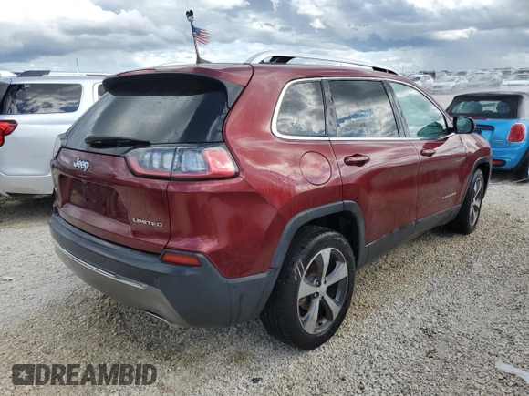 2019 Jeep Cherokee Limited with VIN 1C4PJLDN5KD325726, listed as a Copart auction lot 77030804 with Not Provided miles and Non Repairable. Bid and sale history available at DreamBid. Image 3.