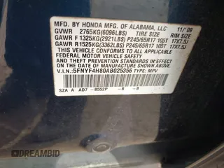 2010 Honda Pilot Touring with VIN 5FNYF4H80AB025356, listed as a IAAI auction lot 42029008 with 138,785 mi miles. Bid and sale history available at carsss.com. Image 9.