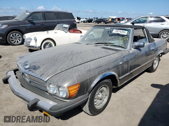 1979 Mercedes-Benz SL with VIN 10704412056845, listed as a Copart auction lot 74874294 with 148,200 mi miles and Salvage title. Bid and sale history available at DreamBid. Image 1.