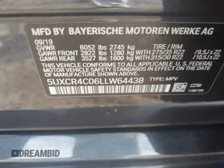 2020 BMW X5 sDrive40i with VIN 5UXCR4C06LLW64438, listed as a IAAI auction lot 41520407 with 89,868 mi miles and . Bid and sale history available at DreamBid. Image 9.