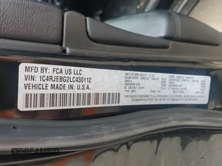 2020 Jeep Grand Cherokee Limited with VIN 1C4RJEBG2LC430112, listed as a Copart auction lot 44258385 with 95,287 mi miles and Salvage Title. Bid and sale history available at carsss.com. Image 14.