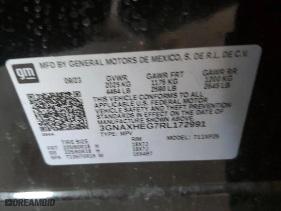 2024 Chevrolet Equinox LS with VIN 3GNAXHEG7RL172991, listed as a Copart auction lot 88887115 with 43,031 mi miles and Salvage Title. Bid and sale history available at carsss.com. Image 15.