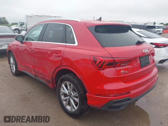 2024 Audi Q3 S line Premium with VIN WA1DECF36R1126631, listed as a IAAI auction lot 41959027 with 21,775 mi miles. Bid and sale history available at carsss.com. Image 3.