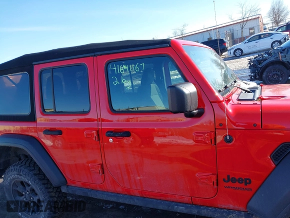 2021 Jeep Wrangler Unlimited Willys Sport with VIN 1C4HJXDG9MW754873, listed as a IAAI auction lot 41641167 with 25,410 mi miles and . Bid and sale history available at DreamBid. Image 13.
