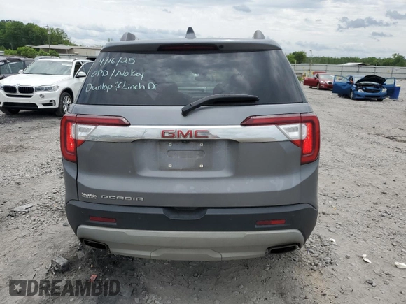 2021 GMC Acadia SLT with VIN 1GKKNMLS2MZ221040, listed as a Copart auction lot 53948075 with 60,305 mi miles and Salvage Title. Bid and sale history available at DreamBid. Image 6.