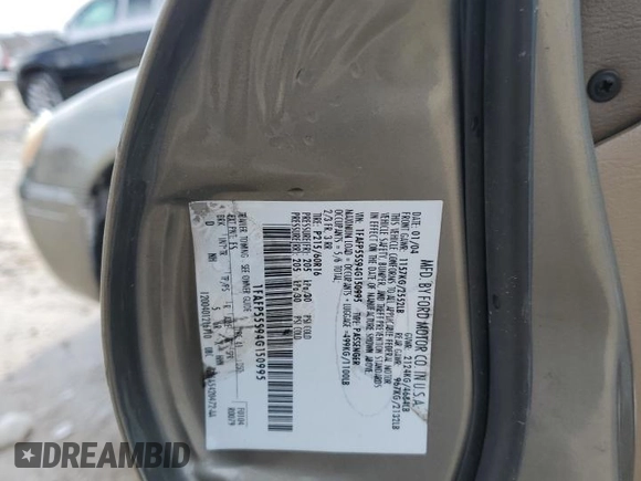 2004 Ford Taurus SES with VIN 1FAFP55S94G150995, listed as a Copart auction lot 47962545 with 201,221 mi miles and Salvage Title. Bid and sale history available at DreamBid. Image 12.