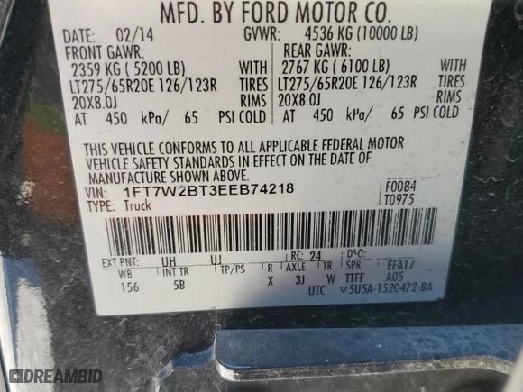 2014 Ford Super Duty F-250 SRW XL with VIN 1FT7W2BT3EEB74218, listed as a Copart auction lot 49888265 with 125,628 mi miles and Salvage Title. Bid and sale history available at carsss.com. Image 13.