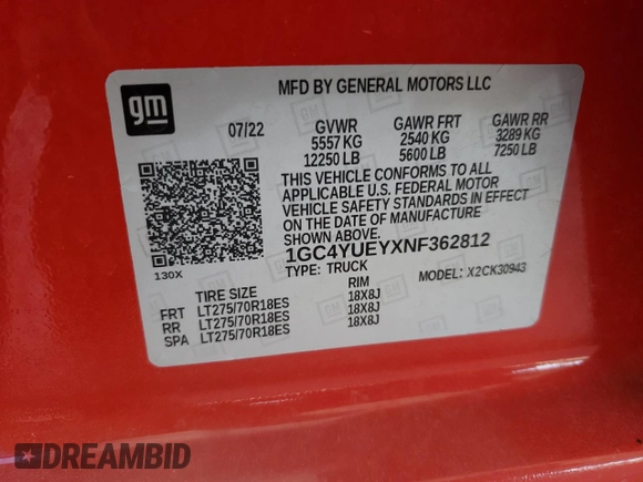 2022 Chevrolet Silverado 3500HD LTZ z VIN 1GC4YUEYXNF362812, wystawiony jako Copart lot #77538574 z przebiegiem 51 865 mil mil oraz Szkoda całkowita • Salvage title. Historia ofert i sprzedaży dostępna na DreamBid. Obrazek 12.