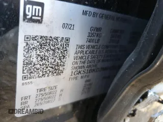 2021 GMC Yukon SLT with VIN 1GKS1BKD3MR428152, listed as a Copart auction lot 88805735 with 62,949 mi miles and Salvage Title. Bid and sale history available at carsss.com. Image 14.