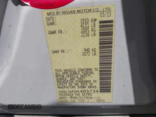 2015 Nissan Altima S with VIN 1N4AL3AP5FN405734, listed as a IAAI auction lot 42059082 with 90,651 mi miles and . Bid and sale history available at DreamBid. Image 9.
