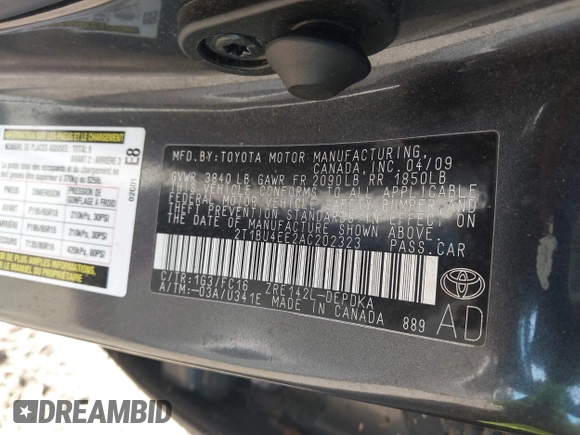 2010 Toyota Corolla с VIN 2T1BU4EE2AC202323, выставлен на аукционе IAAI как лот 42649401 с пробегом 64 391 миль миль и . История ставок и продаж доступна на DreamBid. Изображение 9.