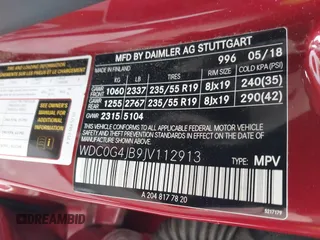 2018 Mercedes-Benz GLC 300 z VIN WDC0G4JB9JV112913, wystawiony jako IAAI lot #41783710 z przebiegiem 21 045 mil mil oraz . Historia ofert i sprzedaży dostępna na DreamBid. Obrazek 9.
