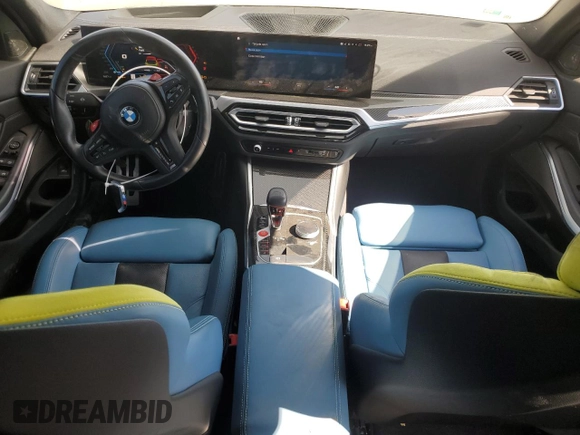 2023 BMW M3 Competition xDrive with VIN WBS43AY01PFN30318, listed as a Copart auction lot 58047995 with 34,312 mi miles and Salvage title. Bid and sale history available at DreamBid. Image 8.