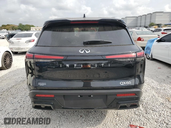 2024 Infiniti QX60 Luxe с VIN 5N1DL1FR1RC345369, выставлен на аукционе Copart как лот 50631105 с пробегом 1 400 миль миль и Списание • Salvage title. История ставок и продаж доступна на DreamBid. Изображение 6.