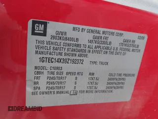 2009 GMC Sierra 1500 Work Truck z VIN 1GTEC14X39Z192372, wystawiony jako IAAI lot #42159886 z przebiegiem 85 154 mil mil oraz . Historia ofert i sprzedaży dostępna na DreamBid. Obrazek 9.