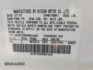 2015 Infiniti Q50 Premium with VIN JN1BV7ARXFM414391, listed as a IAAI auction lot 42245462 with 216,495 mi miles and . Bid and sale history available at DreamBid. Image 9.