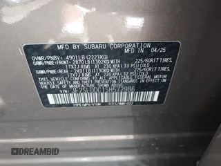 2025 Subaru Forester Premium with VIN JF2SLDDC1SH572986, listed as a IAAI auction lot 42517134 with 313 mi miles and . Bid and sale history available at DreamBid. Image 9.