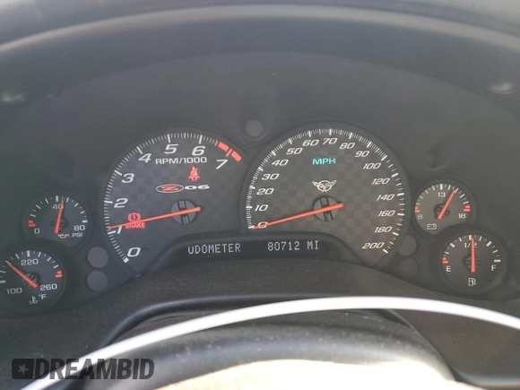 2003 Chevrolet Corvette Z06 with VIN 1G1YY12S635130087, listed as a Copart auction lot 83036504 with 80,712 mi miles and Salvage Title. Bid and sale history available at carsss.com. Image 9.