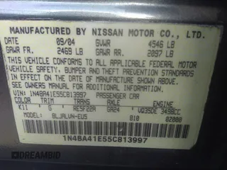 2005 Nissan Maxima SL with VIN 1N4BA41E55C813997, listed as a IAAI auction lot 31486638 with Not provided miles and . Bid and sale history available at DreamBid. Image 9.