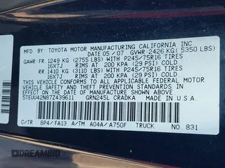 2007 Toyota Tacoma z VIN 5TEUU42N87Z439611, wystawiony jako IAAI lot #41694190 z przebiegiem 174 867 mil mil oraz . Historia ofert i sprzedaży dostępna na DreamBid. Obrazek 9.
