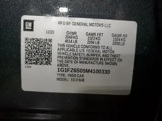 2021 Chevrolet Bolt EV Premier with VIN 1G1FZ6S05M4100330, listed as a Copart auction lot 45376515 with 68,462 mi miles and Salvage Title. Bid and sale history available at carsss.com. Image 13.