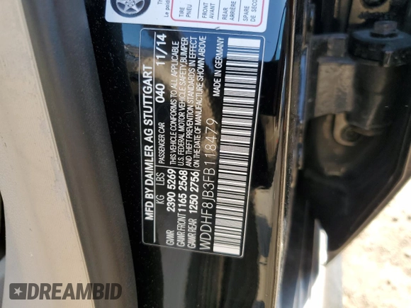 2015 Mercedes-Benz E 350 Luxury with VIN WDDHF8JB3FB118479, listed as a Copart auction lot 54302505 with 103,537 mi miles and Salvage Title. Bid and sale history available at DreamBid. Image 12.