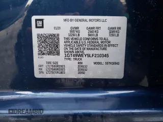 2020 GMC Sierra 3500HD Denali z VIN 1GT49WEY5LF210345, wystawiony jako Copart lot #89412745 z przebiegiem 20 328 mil mil oraz Szkoda całkowita • Salvage title. Historia ofert i sprzedaży dostępna na DreamBid. Obrazek 12.