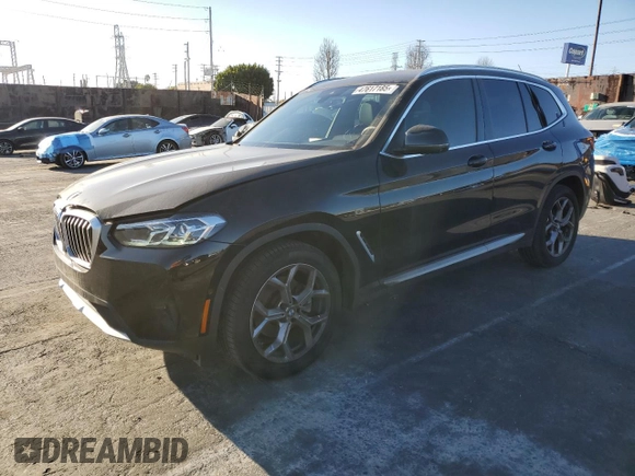 2024 BMW X3 sDrive30i with VIN 5UX43DP0XR9U58299, listed as a Copart auction lot 47617185 with 9,385 mi miles and Salvage Title. Bid and sale history available at DreamBid. Image 1.
