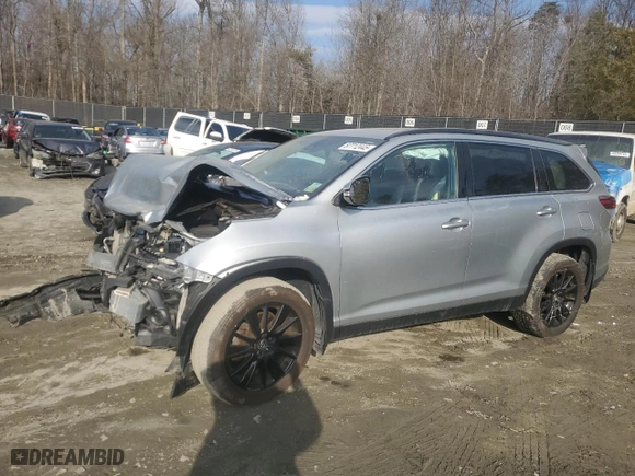 2019 Toyota Highlander SE with VIN 5TDJZRFHXKS603968, listed as a Copart auction lot 87712445 with 70,763 mi miles and Salvage Title. Bid and sale history available at carsss.com. Image 1.