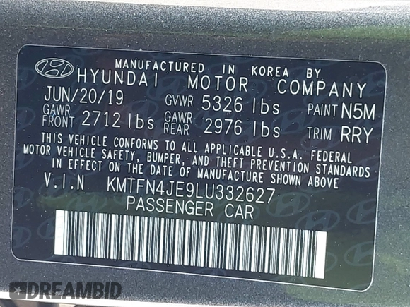 2020 Genesis G80 3.8L with VIN KMTFN4JE9LU332627, listed as a IAAI auction lot 41155598 with 70,070 mi miles. Bid and sale history available at carsss.com. Image 9.