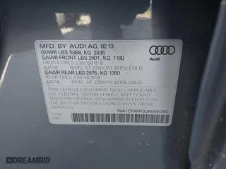 2013 Audi Q5 Premium with VIN WA1CFAFP0DA065060, listed as a IAAI auction lot 41720542 with 104,656 mi miles. Bid and sale history available at carsss.com. Image 9.