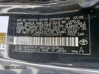 2005 Scion tC z VIN JTKDE177350049415, wystawiony jako Copart lot #59777735 z przebiegiem 272 617 mil mil oraz Szkoda całkowita • Salvage title. Historia ofert i sprzedaży dostępna na DreamBid. Obrazek 12.