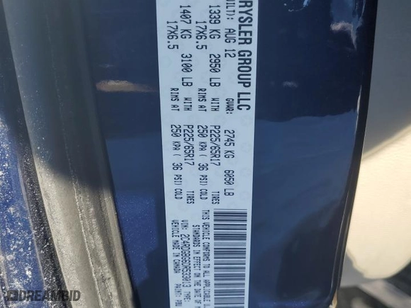 2013 Dodge Grand Caravan SXT with VIN 2C4RDGBG6DR533013, listed as a Copart auction lot 44587235 with 160,817 mi miles and Salvage Title. Bid and sale history available at carsss.com. Image 13.