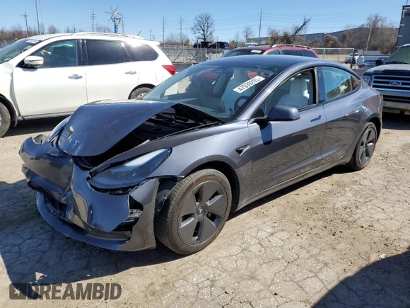 2023 Tesla Model 3 with VIN 5YJ3E1EA7PF696177, listed as a Copart auction lot 47939205 with 32,578 mi miles and Salvage Title. Bid and sale history available at carsss.com. Image 1.