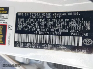 2014 Toyota Camry Hybrid LE with VIN 4T1BD1FK2EU127016, listed as a IAAI auction lot 41683491 with 173,227 mi miles. Bid and sale history available at carsss.com. Image 9.