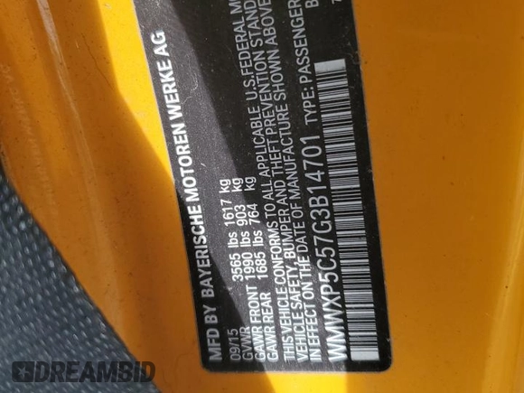 2016 MINI Hardtop with VIN WMWXP5C57G3B14701, listed as a Copart auction lot 58351545 with 111,647 mi miles and Salvage title. Bid and sale history available at DreamBid. Image 12.