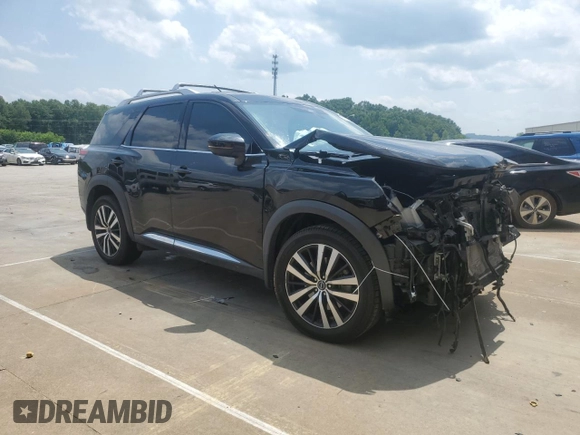 2023 Nissan Pathfinder Platinum with VIN 5N1DR3DK9PC221749, listed as a Copart auction lot 60127525 with 37,458 mi miles and Salvage title. Bid and sale history available at DreamBid. Image 4.