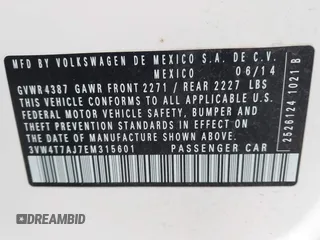 2014 Volkswagen Jetta GLI с VIN 3VW4T7AJ7EM315601, выставлен на аукционе IAAI как лот 42190687 с пробегом 113 220 миль миль и . История ставок и продаж доступна на DreamBid. Изображение 9.