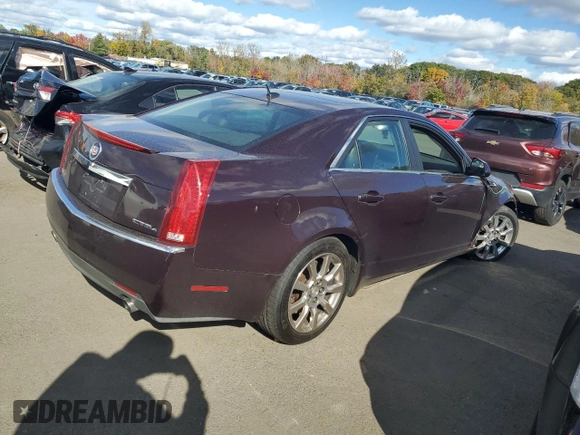 2008 Cadillac CTS AWD w/1SB with VIN 1G6DT57V780185329, listed as a Copart auction lot 75596724 with 122,387 mi miles and Salvage Title. Bid and sale history available at carsss.com. Image 3.