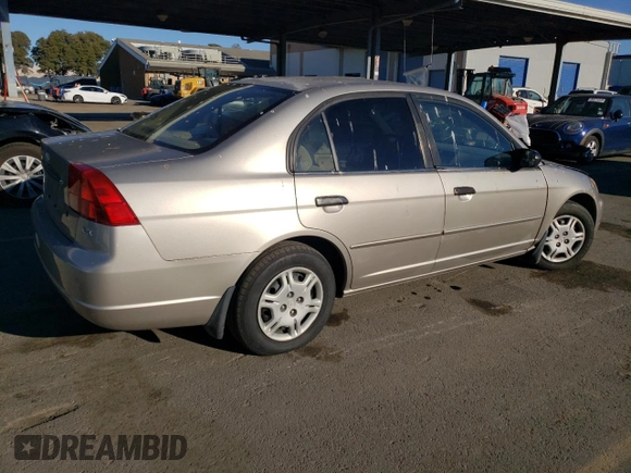 2001 Honda Civic LX with VIN 1HGES15561L022838, listed as a Copart auction lot 83866374 with 179,691 mi miles and Salvage Title. Bid and sale history available at DreamBid. Image 3.