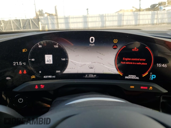 2021 Porsche Taycan 4S with VIN WP0AB2Y16MSA43990, listed as a Copart auction lot 81328264 with 43,190 mi miles and Salvage title. Bid and sale history available at DreamBid. Image 9.