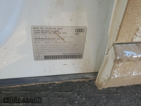 2016 Audi Q5 Premium Plus z VIN WA1L2AFP2GA129437, wystawiony jako Copart lot #53846735 z przebiegiem 96 531 mil mil oraz Szkoda całkowita • Salvage title. Historia ofert i sprzedaży dostępna na DreamBid. Obrazek 13.